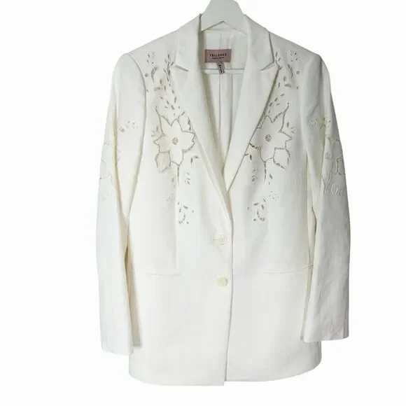 TAILORED By Rebecca Taylor Eyelet Floral Blazer 2 XS 2 Button $550